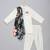 Off white printed cotton silk father son kurta combo set
