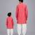 Coral pink printed cotton silk father son kurta combo set