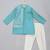 Blue cotton silk attached half jacket father son kurta combo set