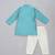 Blue cotton silk attached half jacket father son kurta combo set