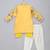 Mustard yellow floral printed cotton silk father son kurta combo set