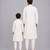 White embroidered cotton silk father son bandhgala combo set