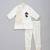 White embroidered cotton silk father son bandhgala combo set
