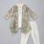 White multicolor printed cotton silk father son kurta combo set