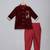 Maroon embroidered velvet father son bandhgala combo set