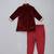 Maroon embroidered velvet father son bandhgala combo set