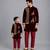 Maroon deer embroidered velvet father son bandhgala combo set