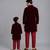 Maroon deer embroidered velvet father son bandhgala combo set