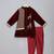 Maroon deer embroidered velvet father son bandhgala combo set