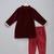 Maroon deer embroidered velvet father son bandhgala combo set