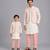 Off white floral printed cotton silk father son kurta combo set