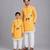 Mustard yellow kite printed cotton silk father son kurta combo set