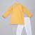Mustard yellow kite printed cotton silk father son kurta combo set