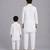 White green printed cotton silk father son kurta combo set