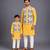 Mustard yellow printed cotton father son kurta combo set