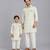 Sage green printed cotton silk father son kurta combo set