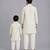 Sage green printed cotton silk father son kurta combo set