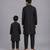 Black printed cotton silk father son kurta combo set