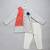 White coral red printed cotton silk father son kurta combo set