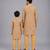 Golden beige printed cotton silk father son kurta combo set