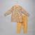 Golden beige printed cotton silk father son kurta combo set