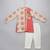 Peach beige printed cotton silk father son kurta combo set