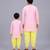Pink printed cotton silk father son kurta combo set