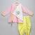 Pink printed cotton silk father son kurta combo set