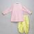Pink printed cotton silk father son kurta combo set