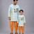 Blue rakhi printed cotton silk father son kurta combo set