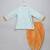 Blue rakhi printed cotton silk father son kurta combo set
