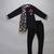 Black printed cotton silk father son kurta combo set