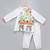 White printed cotton silk father son kurta combo set
