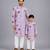 Lavender printed cotton silk father son kurta combo set