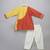 Mustard yellow red cotton silk father son kurta combo set