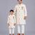 Off white floral printed cotton silk father son kurta combo set