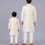 Off white floral printed cotton silk father son kurta combo set