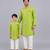 Lime green woven cotton silk father son kurta combo set