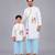 White printed cotton father son kurta combo set
