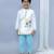 White printed cotton father son kurta combo set