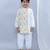 White multicolor printed cotton father son kurta combo set