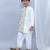 White multicolor printed cotton father son kurta combo set