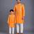Orange embroidered cotton silk father son kurta combo set