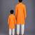 Orange embroidered cotton silk father son kurta combo set