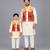 Off white multicolor printed cotton silk father son kurta combo set
