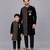 Black embroidered velvet father son kurta combo set