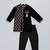 Black embroidered velvet father son kurta combo set