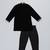 Black embroidered velvet father son kurta combo set