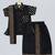 Black printed cotton silk father son mundu combo set