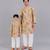 Beige printed cotton silk father son kurta combo set